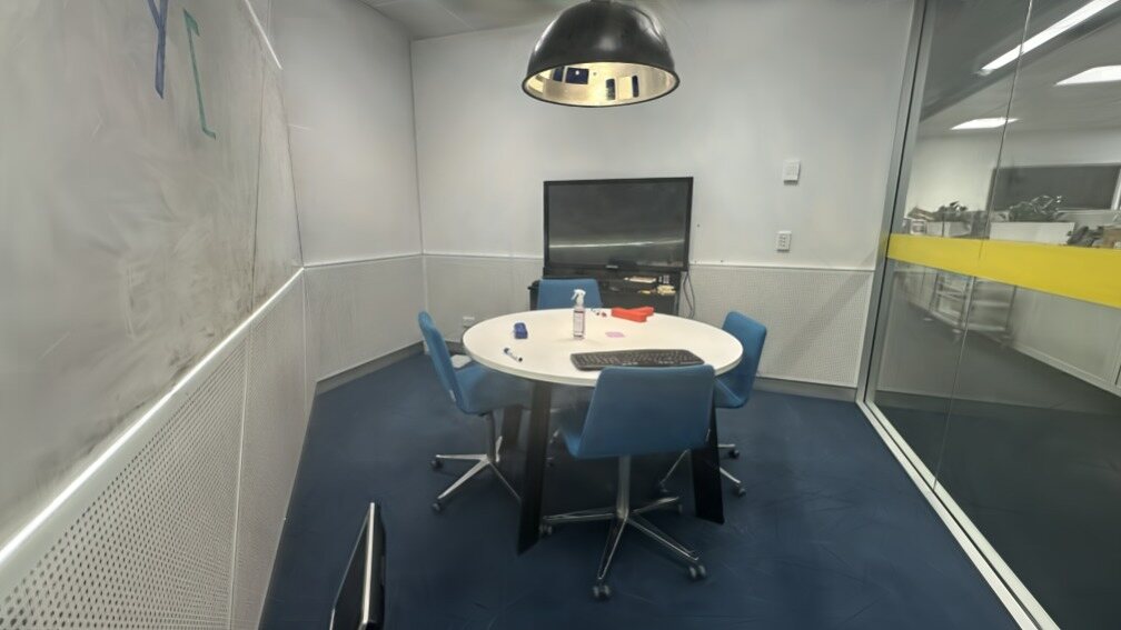 Meeting room: reference map rendered at the estimated pose