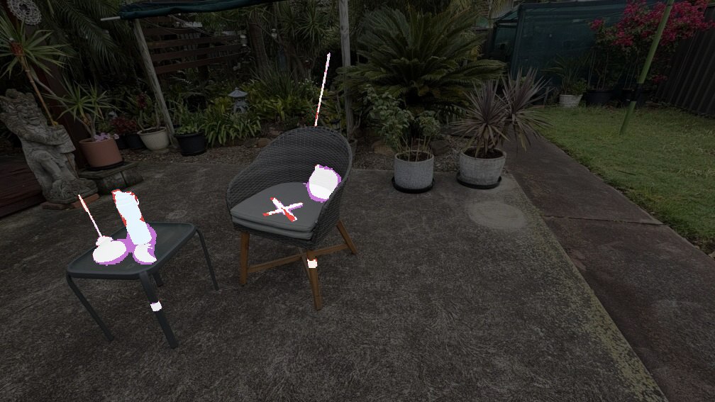 Garden: O-SCD++ change mask, IoU 0.739, F1 0.850