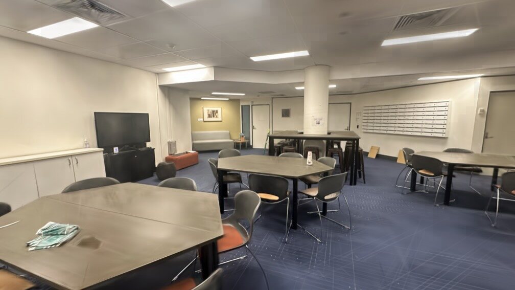 Lunch room: reference map rendered at the estimated pose